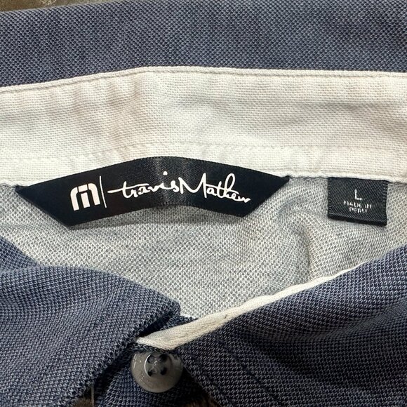 Travis Mathew Grey Blue Golf Polo Shirt Size Large - Picture 5 of 6